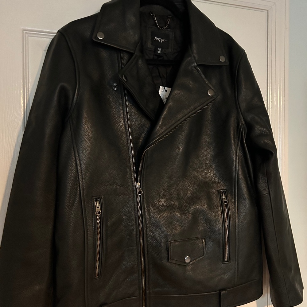 NWT Real Leather Boyfriend Biker Jacket